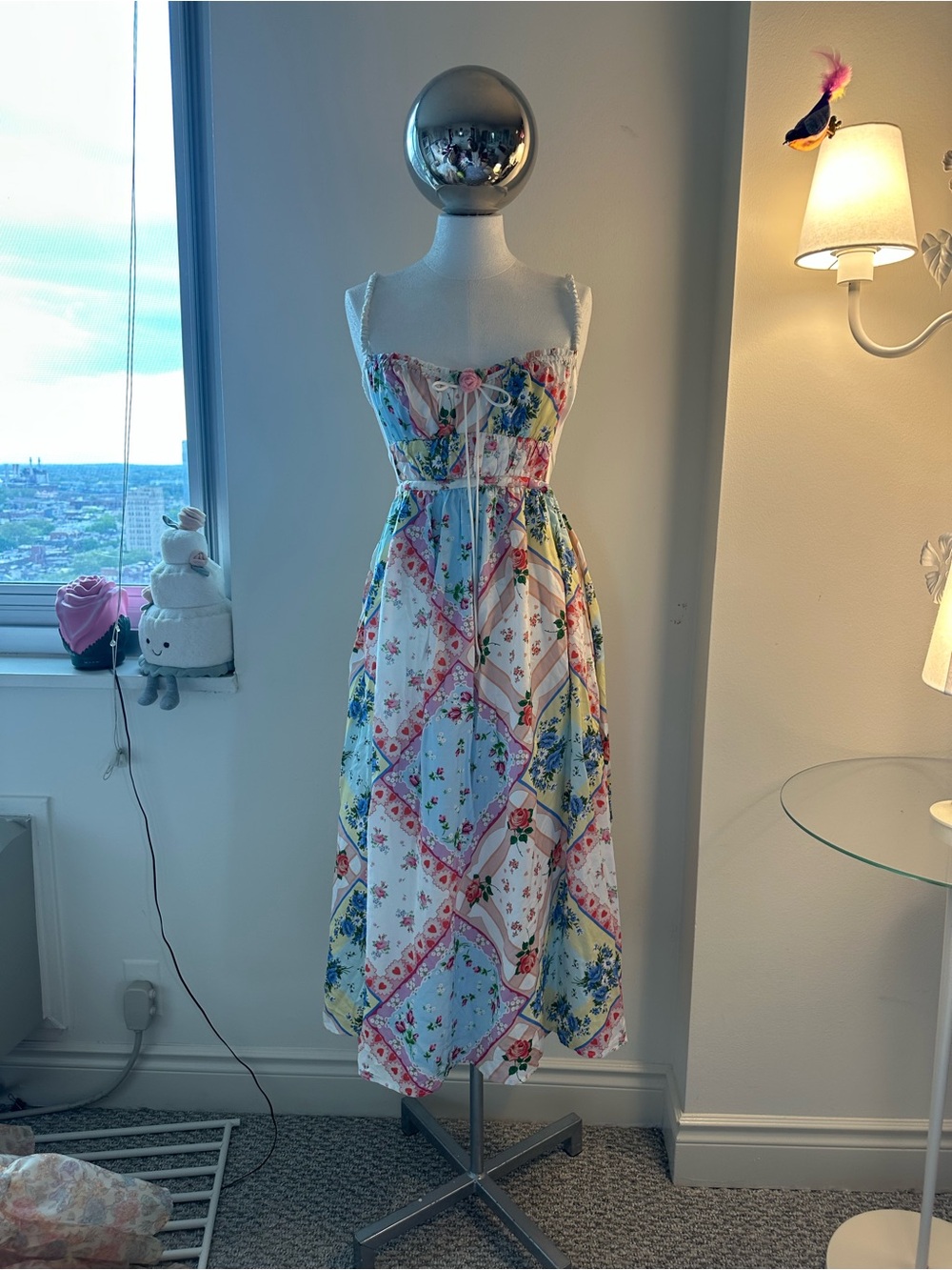 For Love & Lemons Cassandra Floral Patchwork Midi Dress - Multi